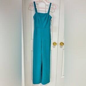 NWT XS Teal Jumpsuit Sleeveless Wide Leg Crystal City resort travel comfy